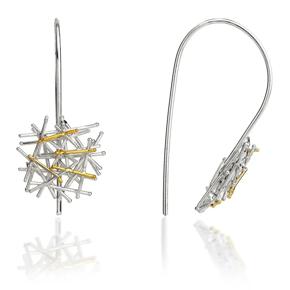 sterling silver and gold magnetic hook earrings by Jill Graham