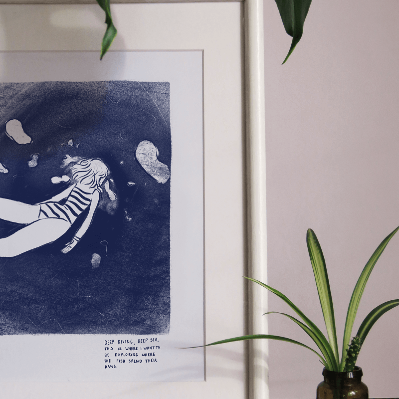 Sea Swimming Print by Rhea Hanlon