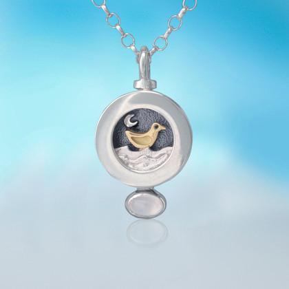 Silver and Gold Moondance bird necklace | Alan Ardiff at Painted Earth
