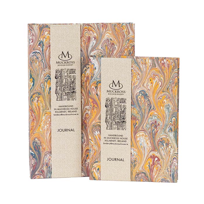 Yellow Marble Paper A5 Journal - Handbound Muckross Bookbindery