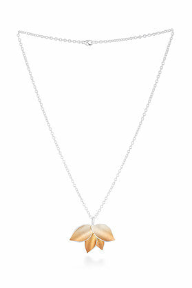 Autumnal leaves pendant silver with rose gold Jill Graham Necklace