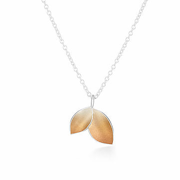 Autumnal leaves pendant silver with rose gold Jill Graham Necklace
