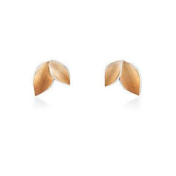 Autumnal leaves small stud earrings with rose gold Jill Graham