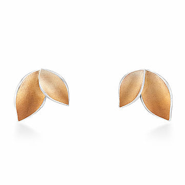 Autumnal leaves small stud earrings with rose gold Jill Graham