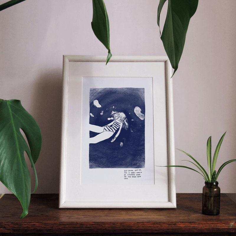 Sea Swimming Print by Rhea Hanlon