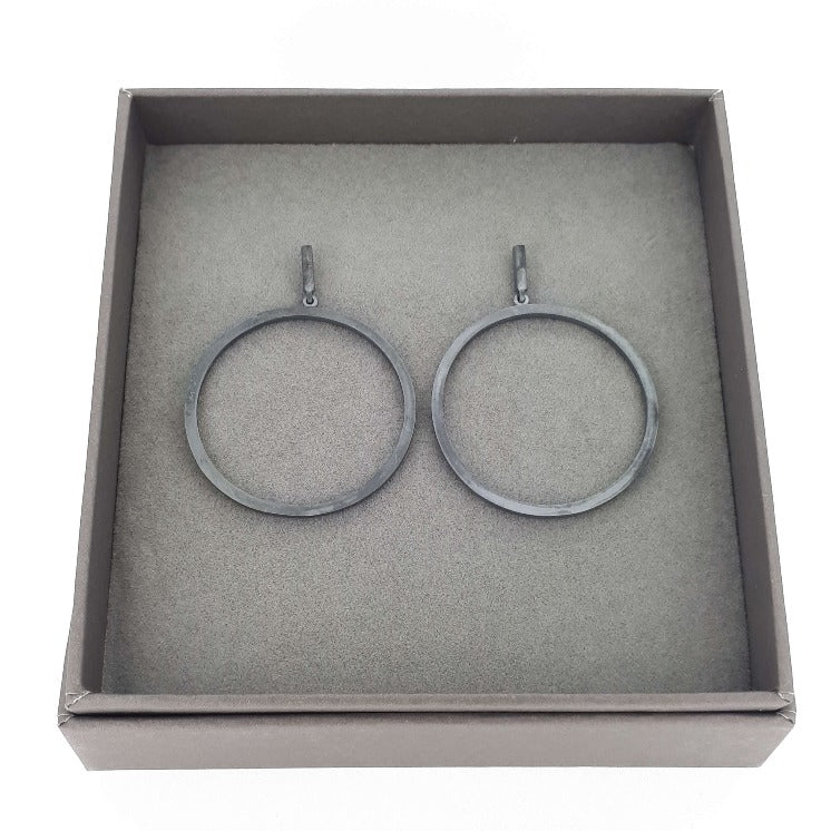 Extra Large Circle Earring with oxidised finish Tanya Ireland Jewellery