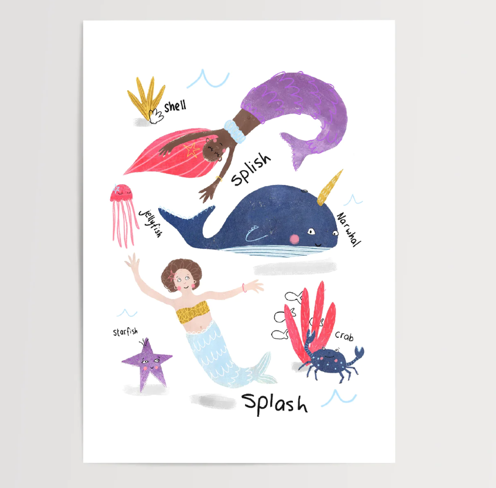 A3 Mermaid Nursery Illustration Susanna Banks at Painted Earth