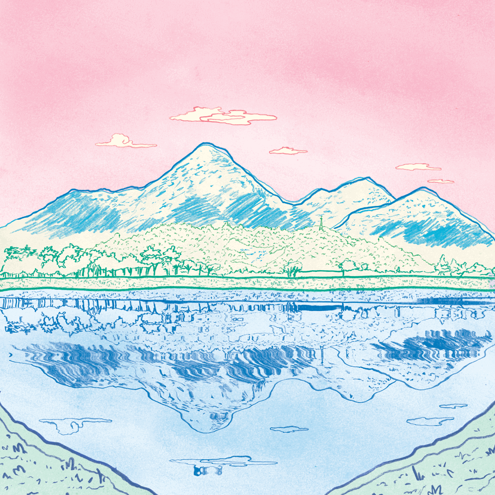 Mourne Mountains Pastel Colour Illustration