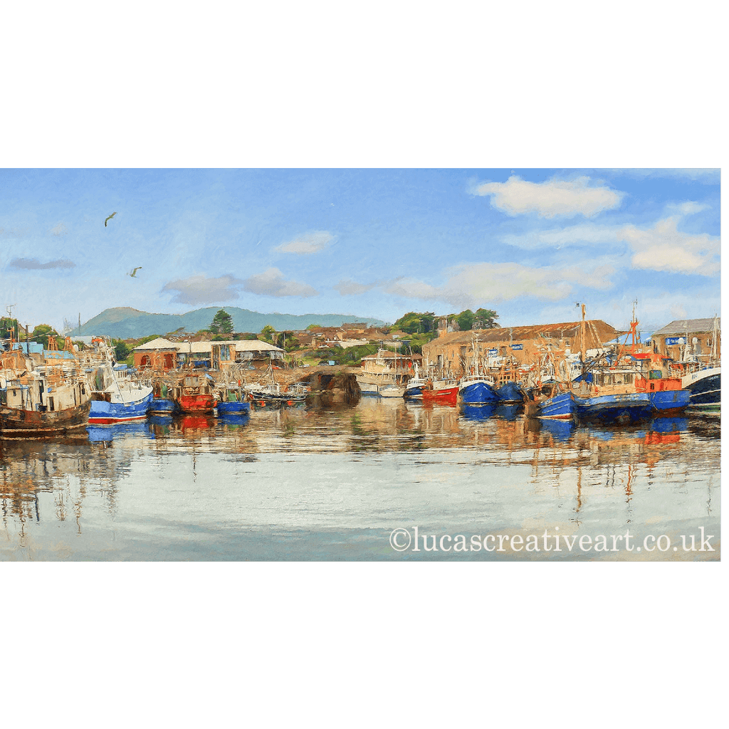 quiet day at the kilkeel harbout lucas creative art print