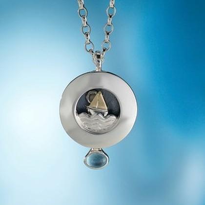 Sail Away Yacht Necklace Silve Gold and Gemstone | Alan Ardiff at Painted Earth