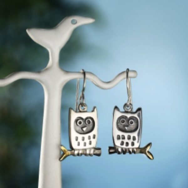 Silver 2025 owl earrings