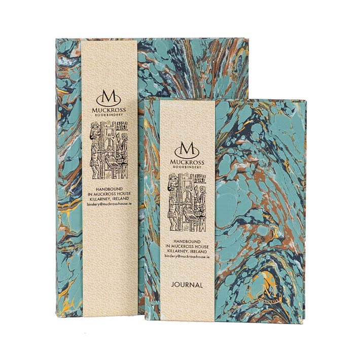 Light Blue Marble Paper A5 Journal - Handbound Muckross Bookbindery